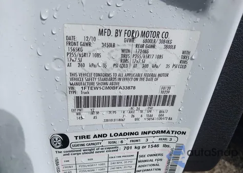 2011 Ford F-150 Xl z USA, uszkodzony, nr VIN 1FTEW1CM0BFA33878